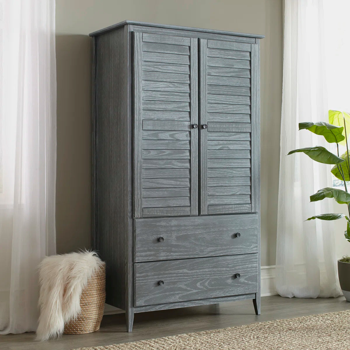 Greenport Armoire Large Storage Solid Wood Wardrobe for Bedroom OUCH CART