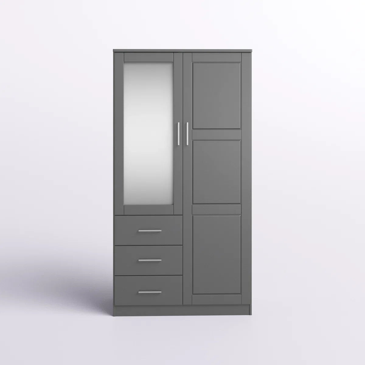 Elegant Metro 2-Door Wardrobe Armoire Solid Wood Mirrored Bedroom Storage OUCH CART