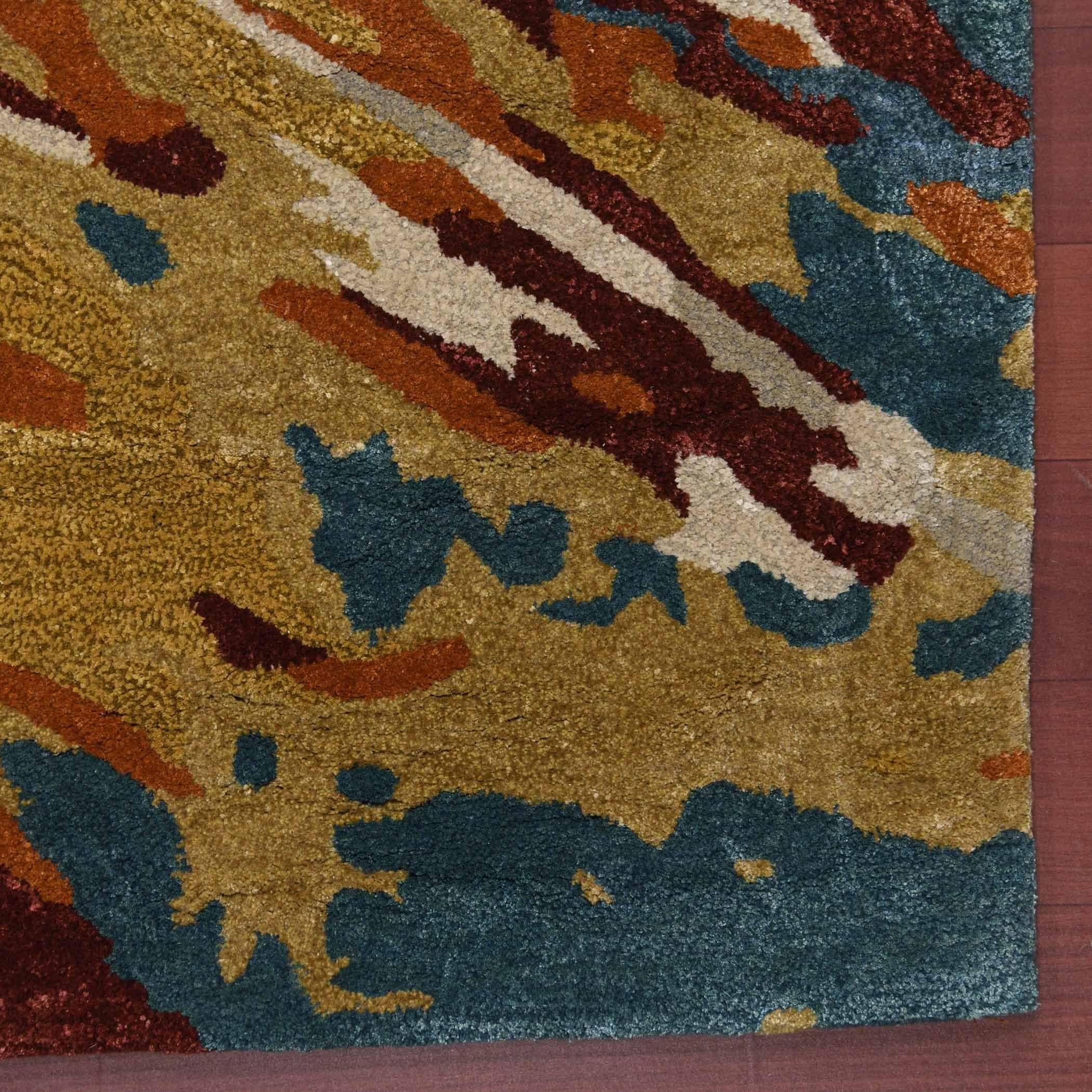 Orange Wool & Viscose Dream Scape 4x6 Feet Hand-Tufted Carpet - Rug - Ouch Cart