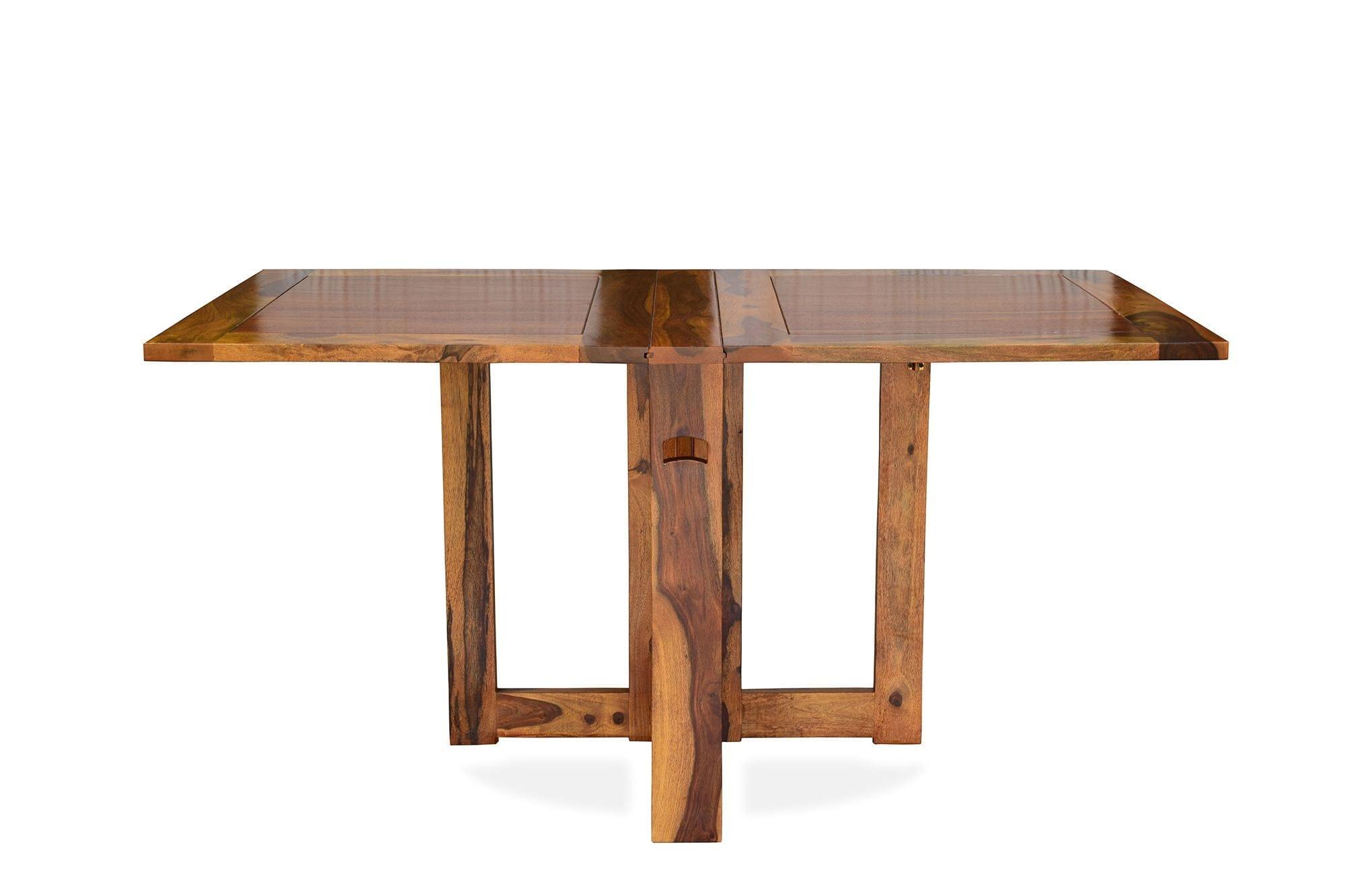 Sheesham Wood foldable dining table in honey finish - Ouch Cart