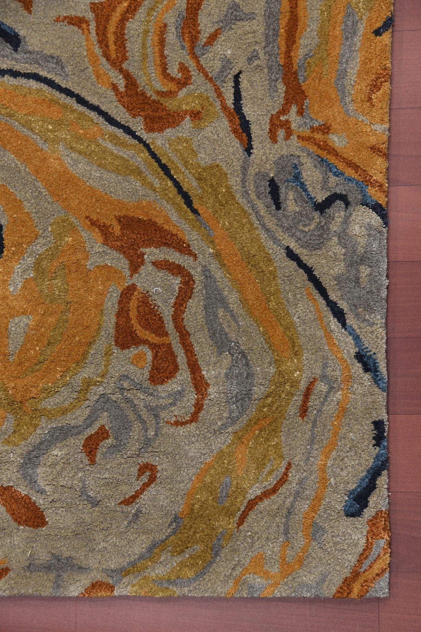 Orange Wool & Viscose Dream Scape 4x6 Feet  Hand-Tufted Carpet - Rug