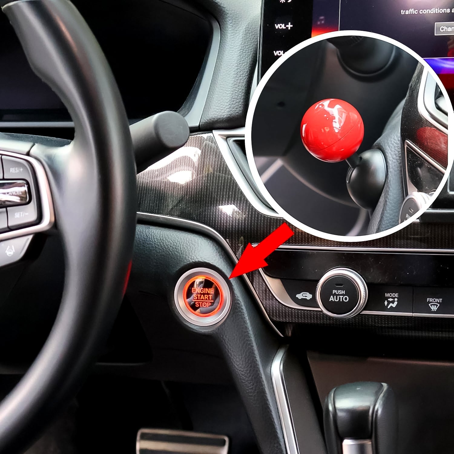 Car Push Start Button Rocker Cover Ball Design (1 Pc) Wukusy