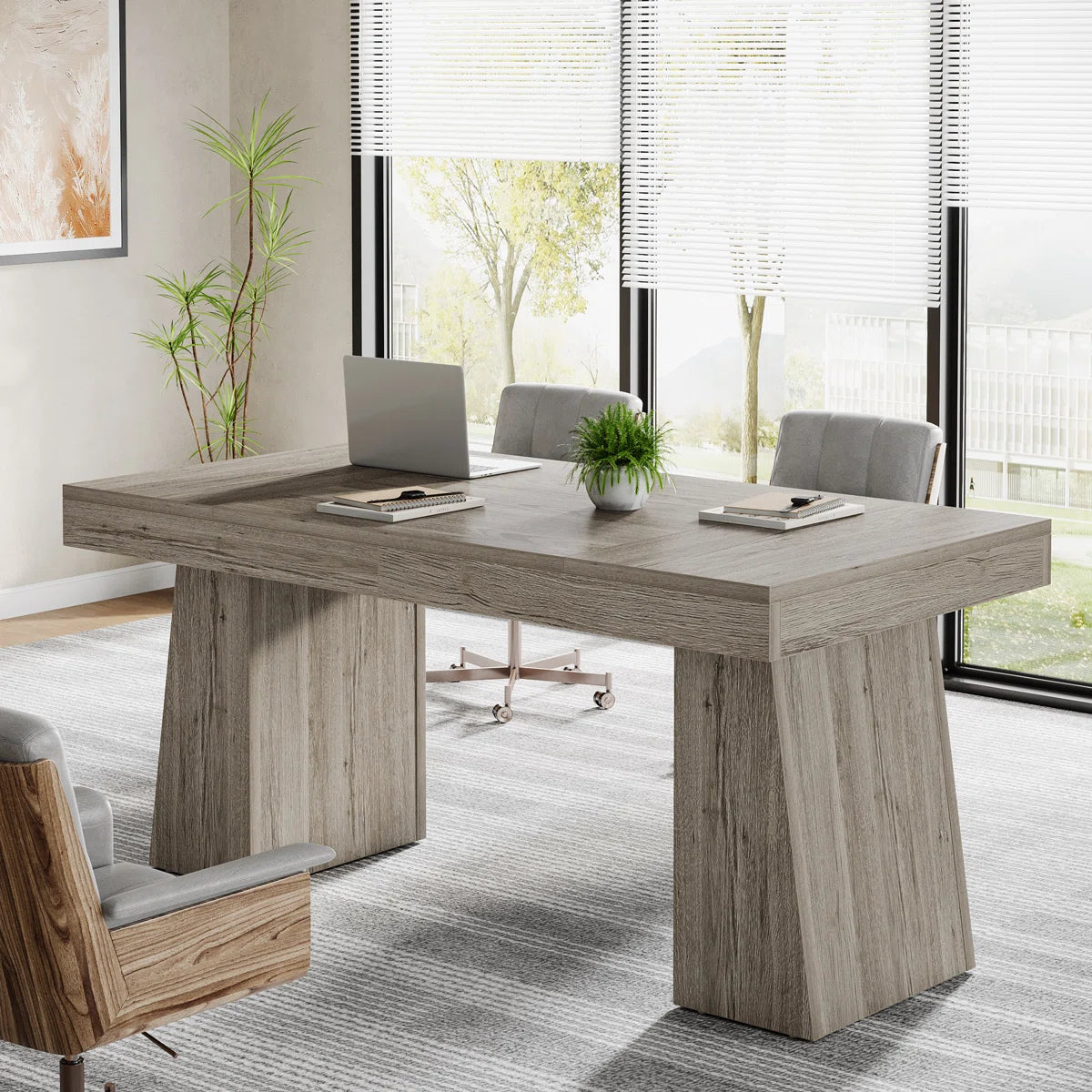 55-Inch Conference Meeting Table, Wood Seminar Desk for Conference Room