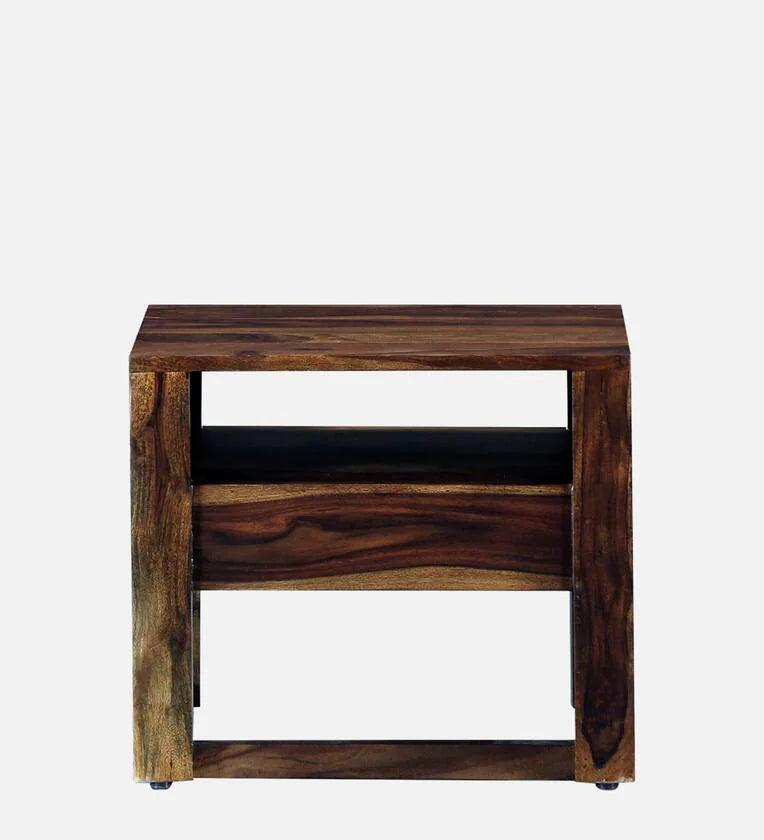 Sheesham Wood Bedside Table In Provincial Teak Finish With Drawer - Ouch Cart