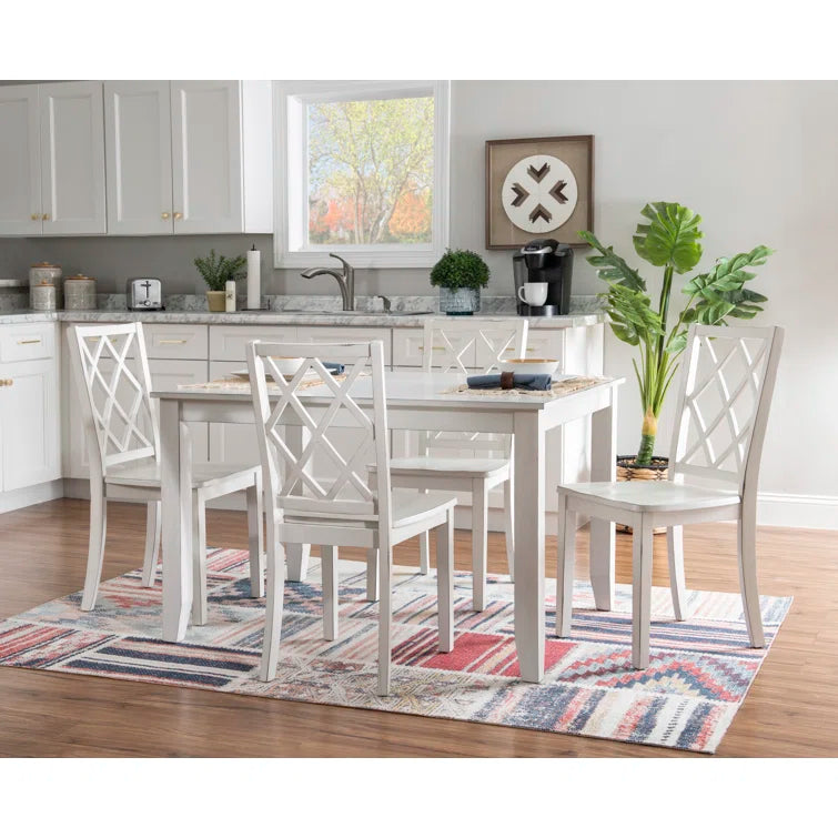5 Piece 48" Solid Wood Lattice Back Dining Set