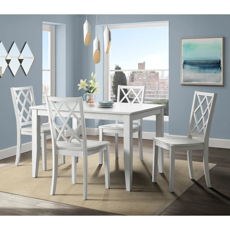 5 Piece 48" Solid Wood Lattice Back Dining Set
