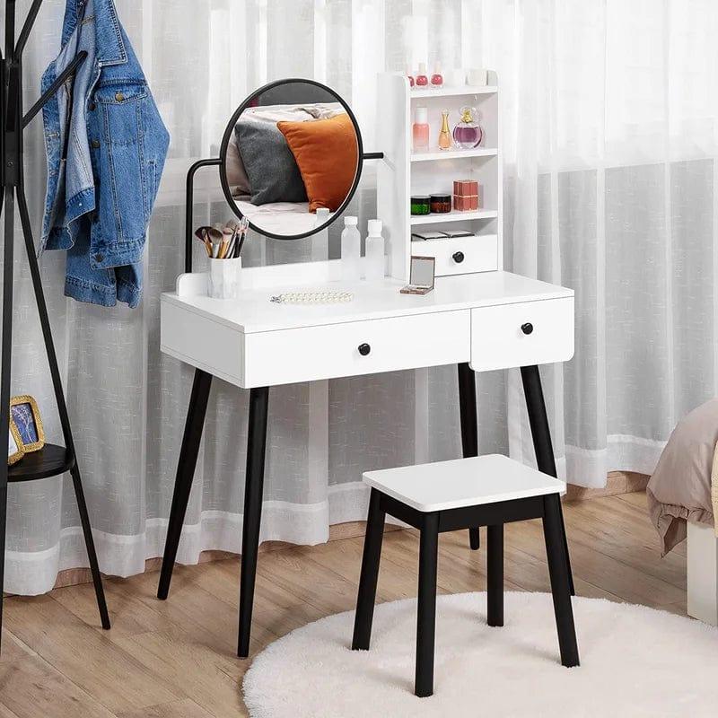 YJN Vanity Desk,Makeup Vanity Desk with Mirror, Makeup Vanity Desk with Drawer, Adult Bedside Table Dressing Table, Makeup Table for Bedroom Space - Ouch Cart