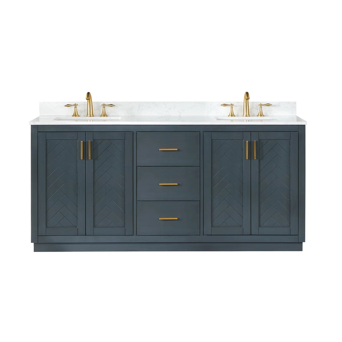 72 Inch Double Bathroom Vanity with Engineered Stone Top OUCH CART