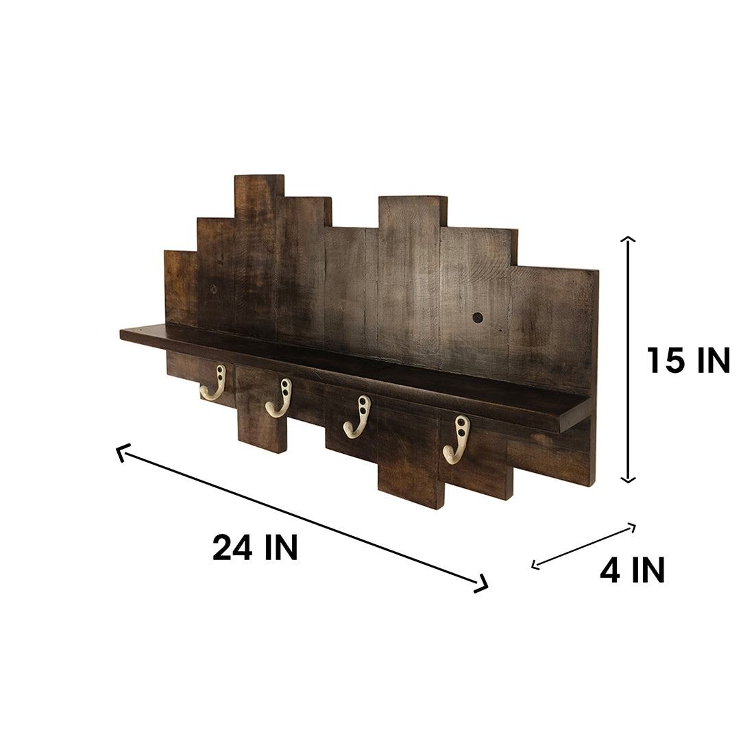 Glencroft Wooden Wall Shelf Organiser with Key Holders-OUCH CART | Wall hangings