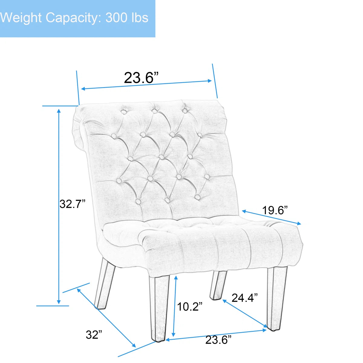 Elegant Linen Tufted Slipper Chair with Solid Wood Legs OUCH CART