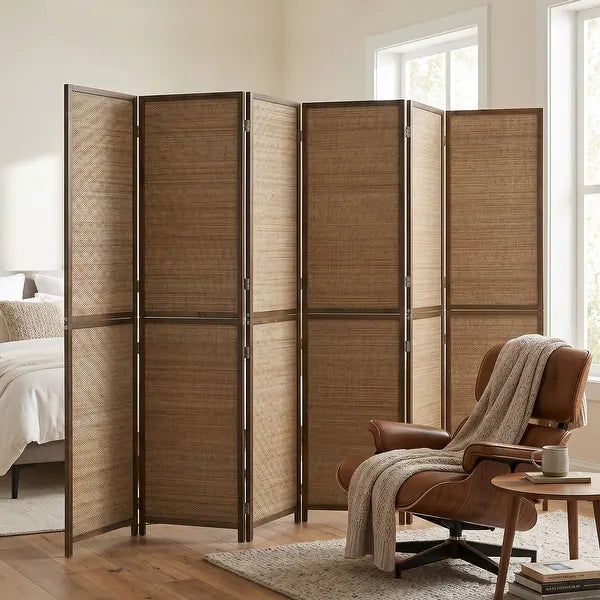 Ouch Cart 4 Panel Bamboo Room Divider Screen