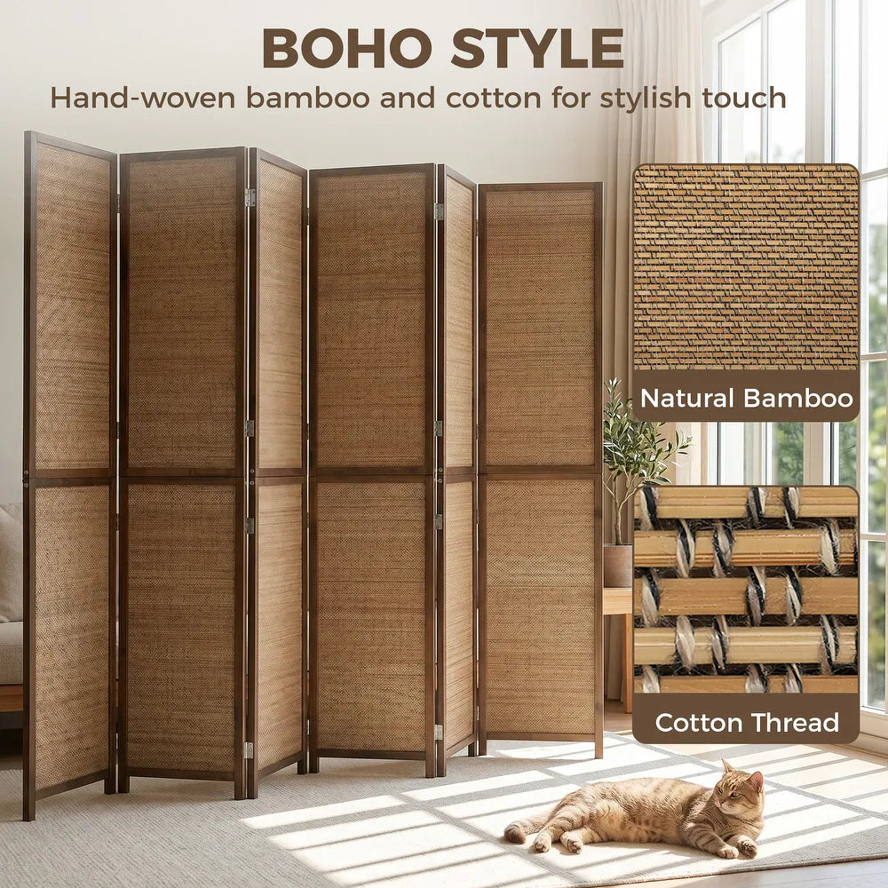 Ouch Cart 4 Panel Bamboo Room Divider Screen