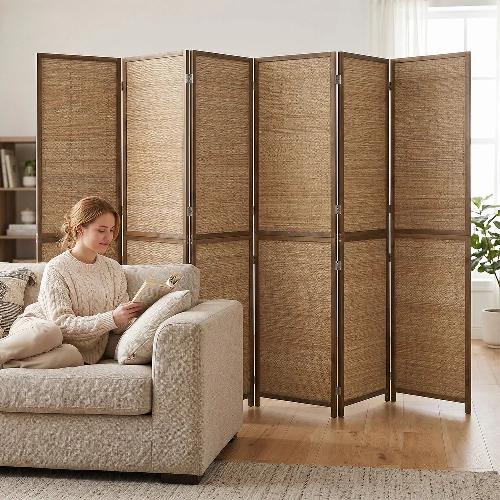 Ouch Cart 4 Panel Bamboo Room Divider Screen