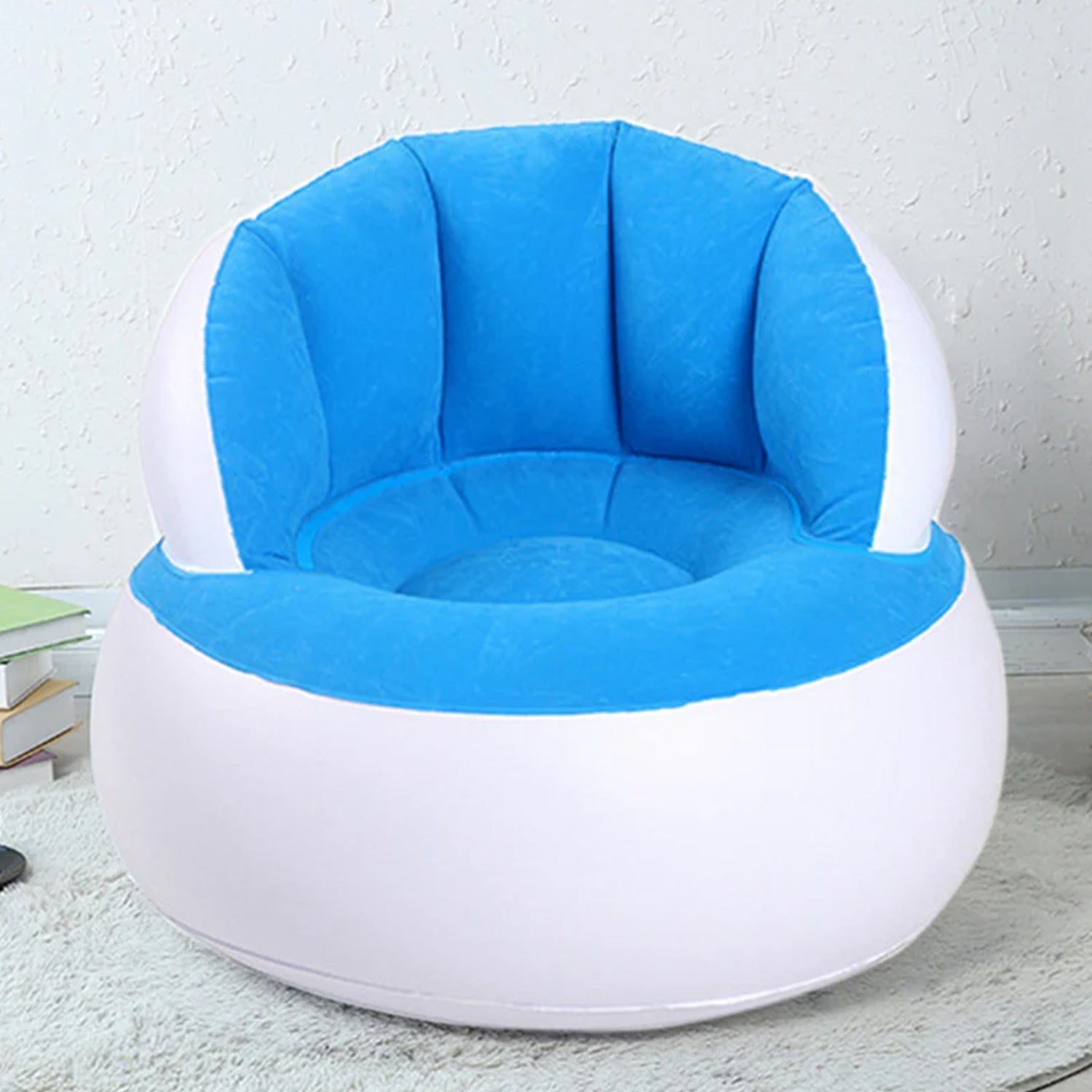 Kids Inflatable Sofa Chair With Backrest Foot Air Pump With Hose (1 Set 85x74 Cm Approx) Wukusy