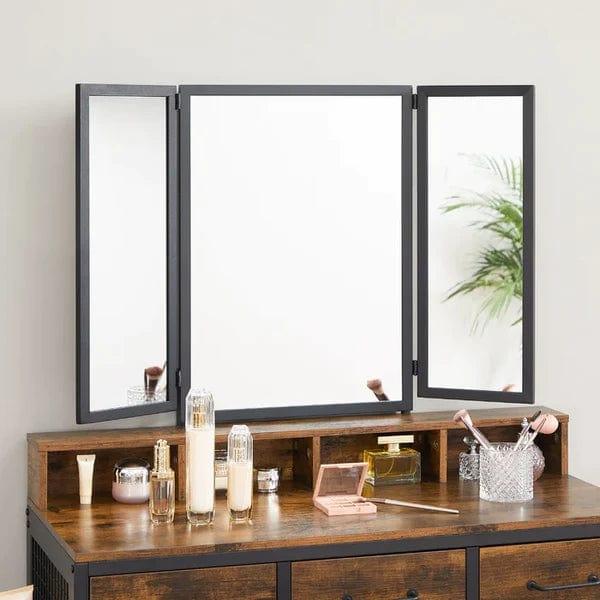 Felix Vanity Dressing Table Vanity Desk Set with Mirror, Makeup Table with Drawer & Dressing Table with Stool for Bedroom, Rustic Brown - Ouch Cart