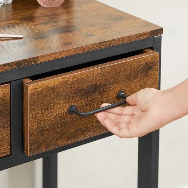 Felix Vanity Dressing Table Vanity Desk Set with Mirror, Makeup Table with Drawer & Dressing Table with Stool for Bedroom, Rustic Brown - Ouch Cart