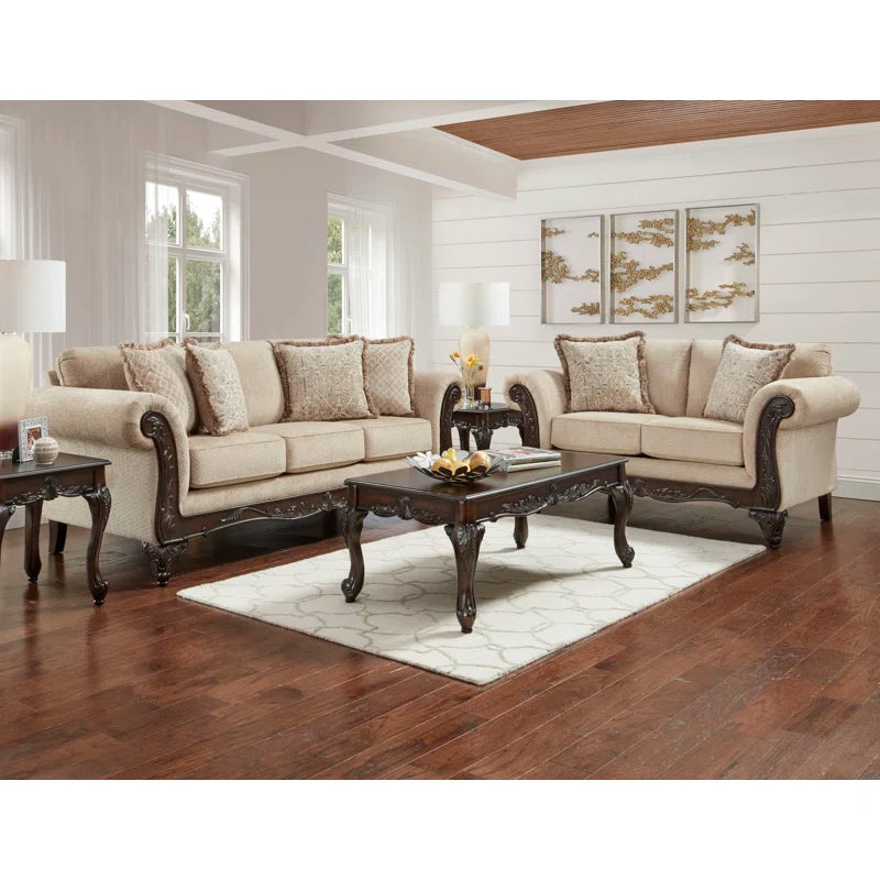 Halima Carved Wood Frame 5-piece Living Room Set - ouchcart | sofa