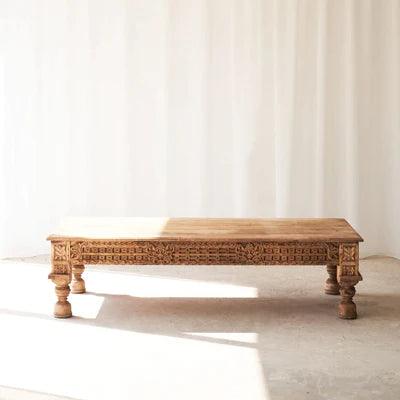 Emily Carved Solid Wood Coffee Table - Ouch Cart