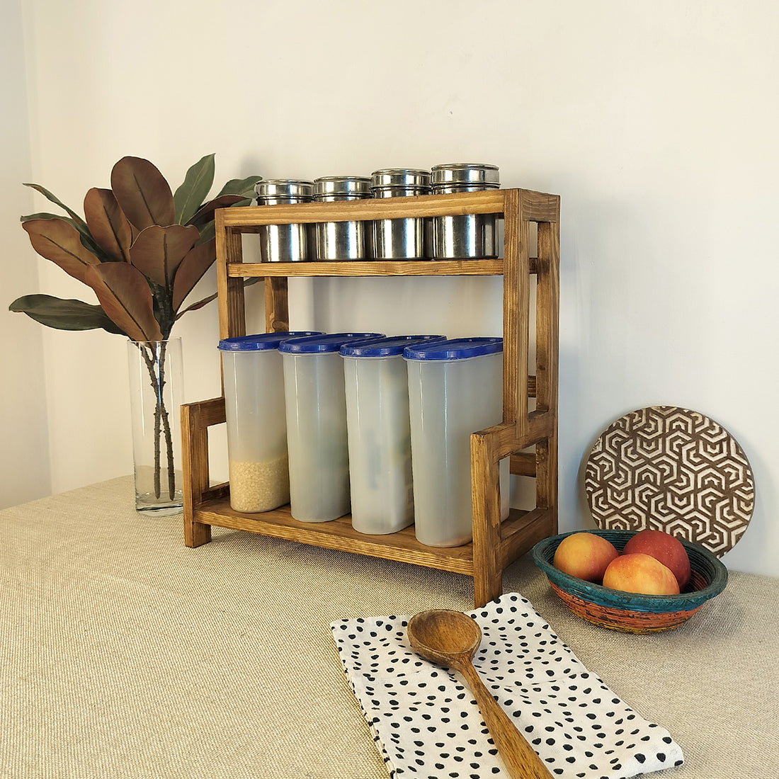 Hannah Wooden Kitchen Countertop Organiser