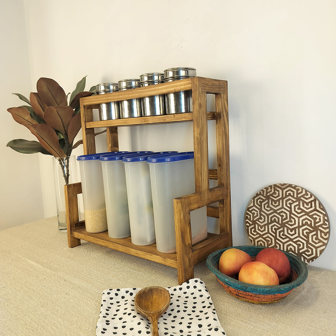 Hannah Wooden Kitchen Countertop Organiser