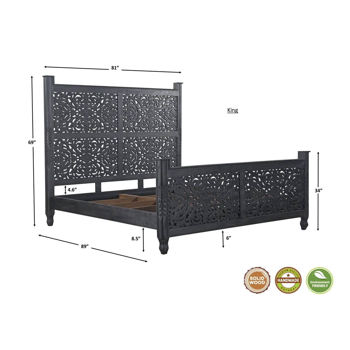 Harleen Solid Wood Standard Bed OUCH CART