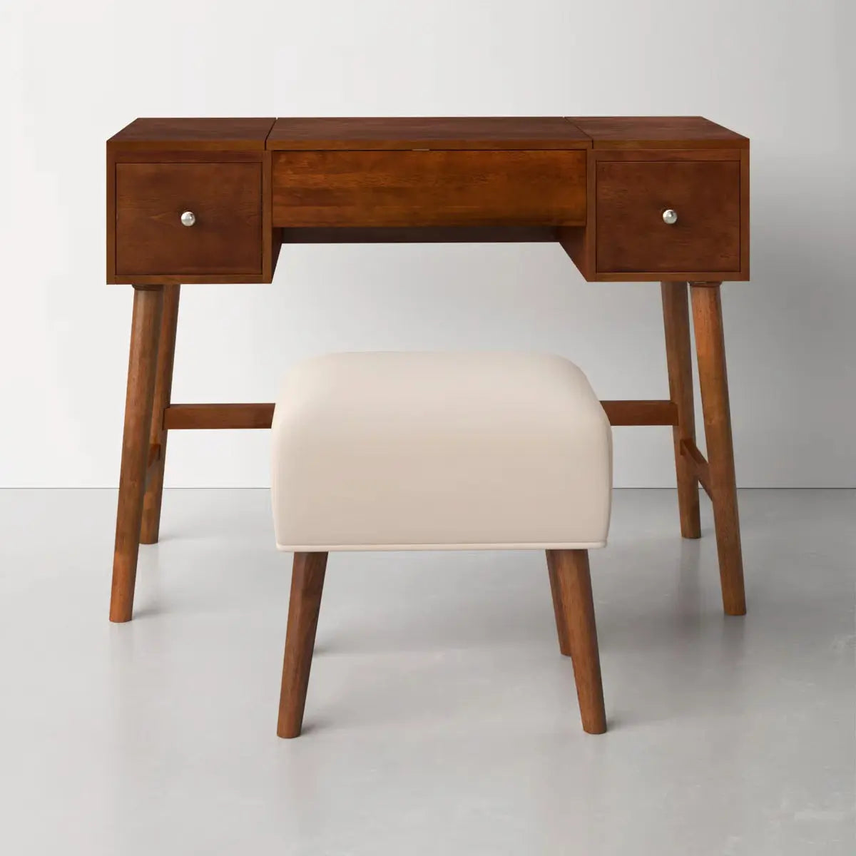 Headley Makeup Vanity Set – 2 Drawers with Flip Top, Mid Century Modern-OUCH CART |Dressing table