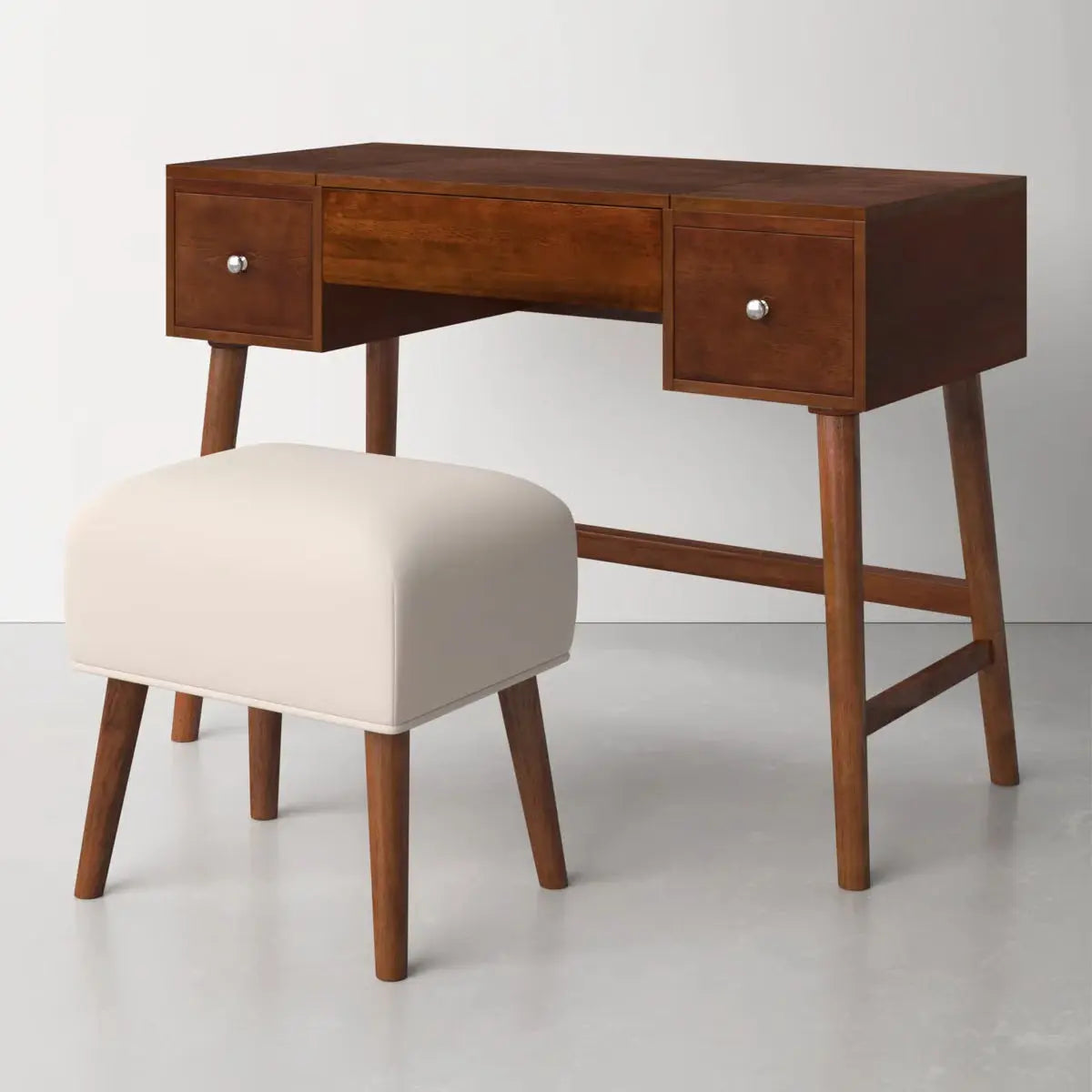 Headley Makeup Vanity Set – 2 Drawers with Flip Top, Mid Century Modern-OUCH CART |Dressing table