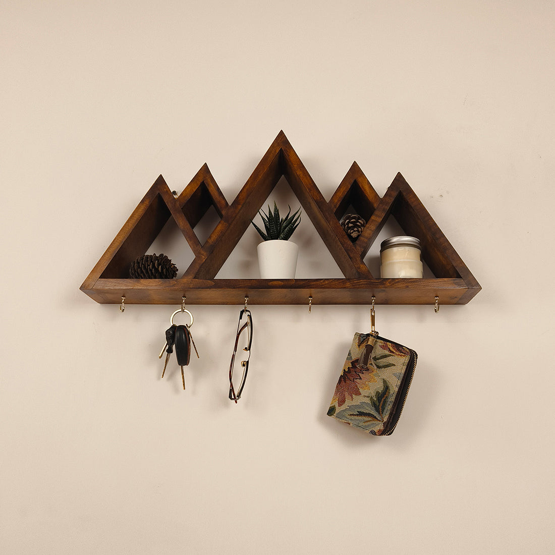 Heritage Wooden Wall Shelf Organiser with Key Holders -OUCH CART | Wall hanging