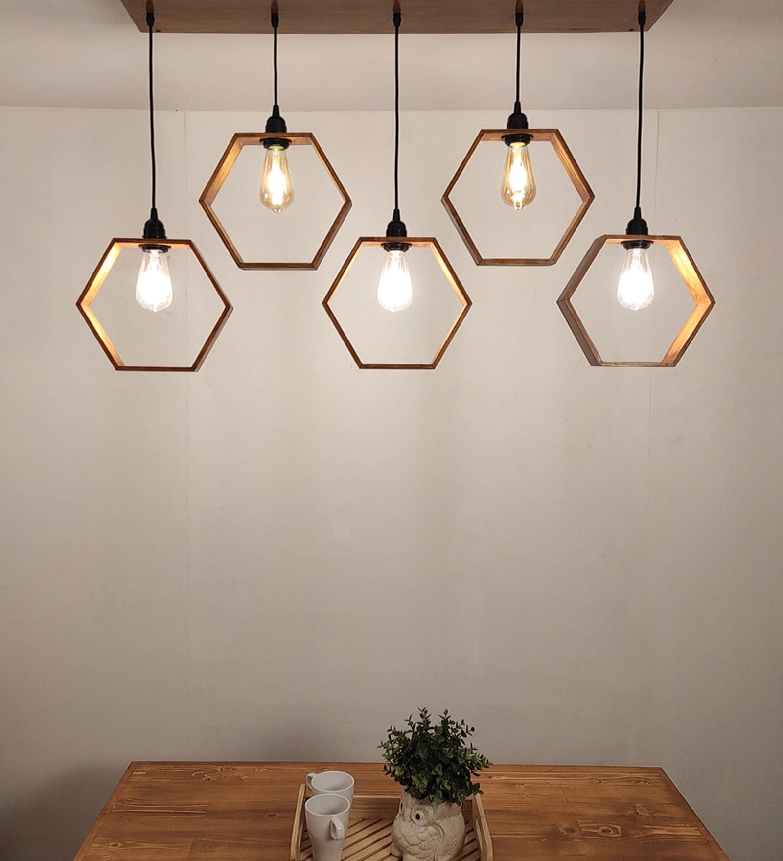 Hexagram Brown 5 Series Hanging Lamp (BULB NOT INCLUDED)