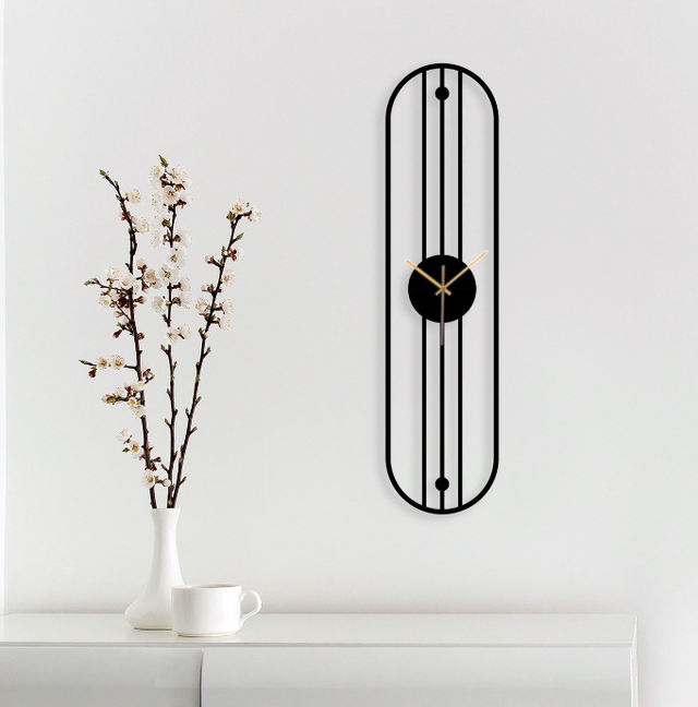 threee lines capsule black wallclock N.R.HOMESDECOR