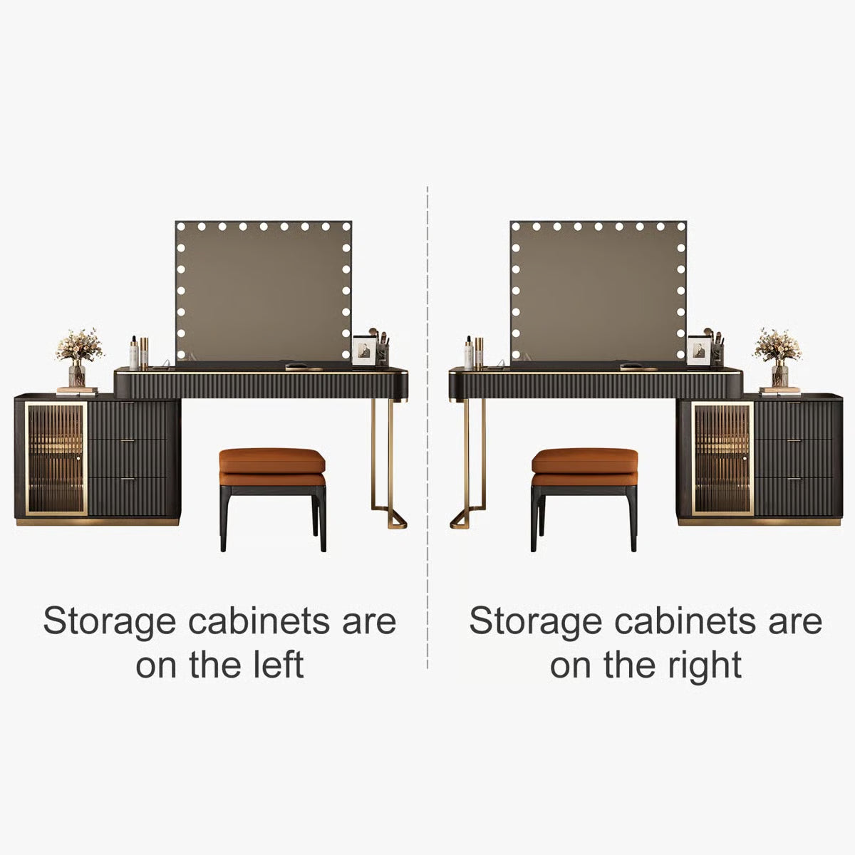 High-Quality Makeup Vanity Set with Glass Top, Built-In Power Outlet and Easy Assembly