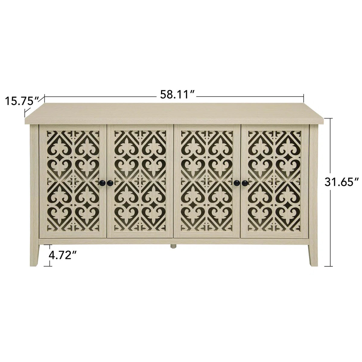 Hollowed-out 4-Door Cabinet, American Furniture Style, Ideal for Bedrooms, Living Rooms, and Studies, with Elegant Carvings and Good Air Permeability - OUCHCART | Cabinet