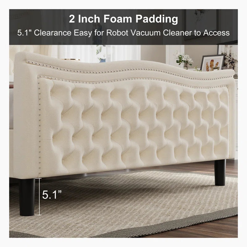 Huzayfa Upholstered Platform Bed Velvet Upholstered Bed OUCH CART