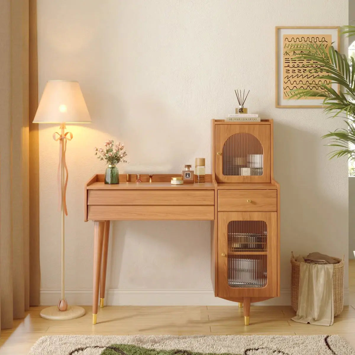 Hyers Makeup Vanity with Drawers and Cabinet- OUCH CART | Dressing table