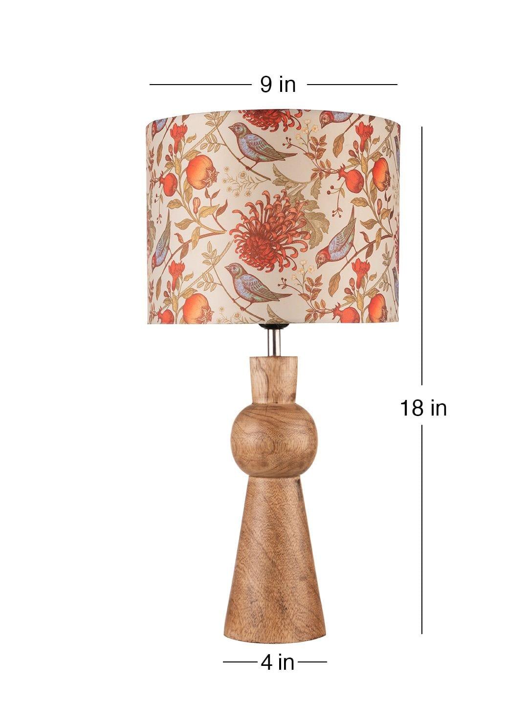 Wooden Skirt Lamp with Multicolor Birdy Shade - Ouch Cart
