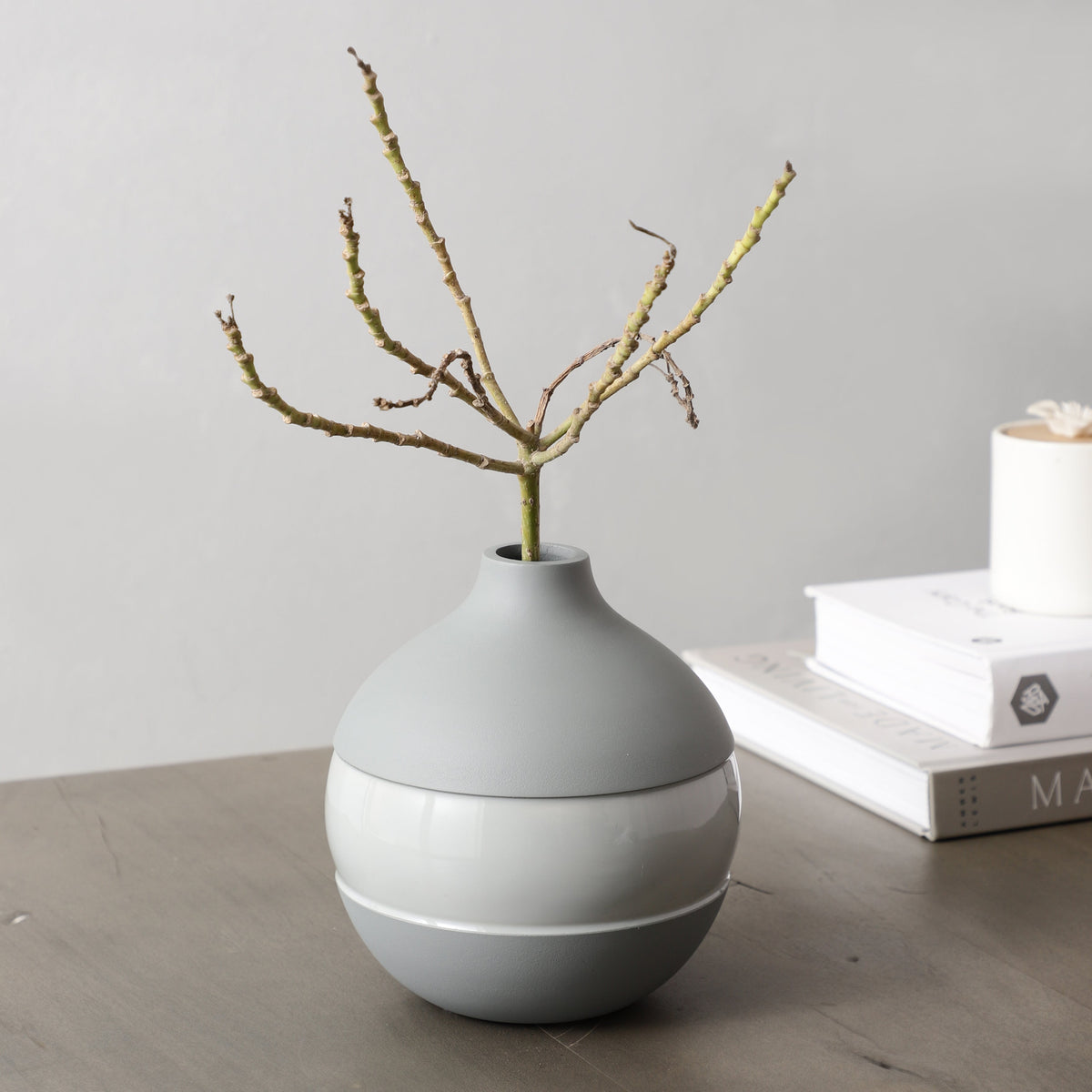 Klova Grey Enamel Vase M.M.I. OVERSEAS