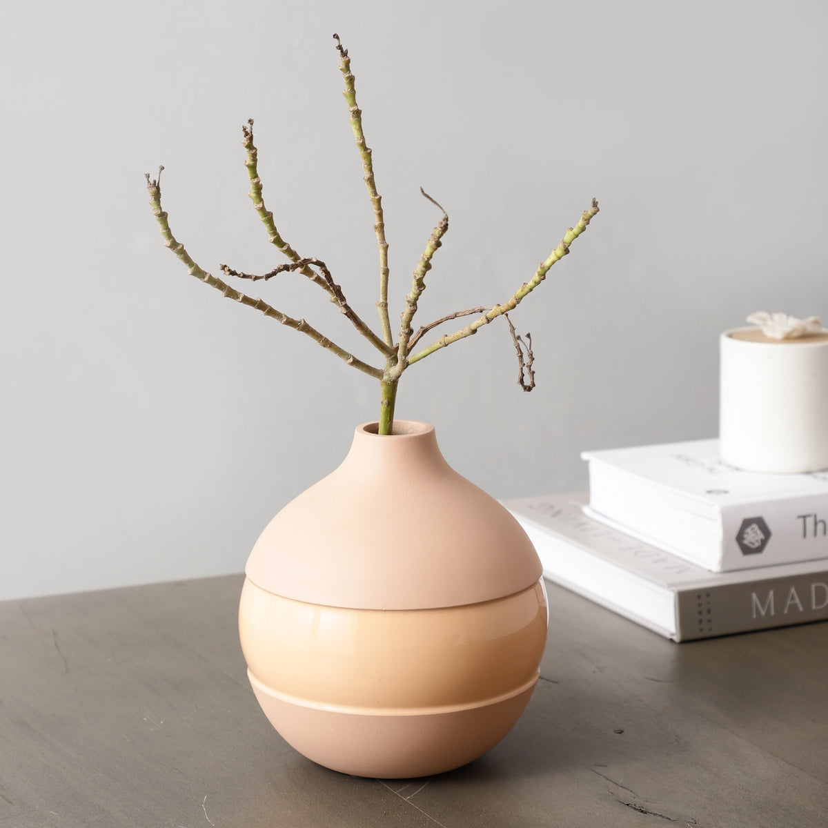 Klova Peach Enamel Vase M.M.I. OVERSEAS
