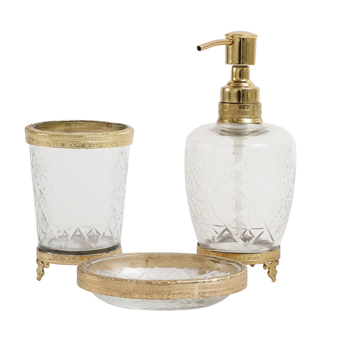 Starlight crystal Cut bathroom set in silver M.M.I. OVERSEAS