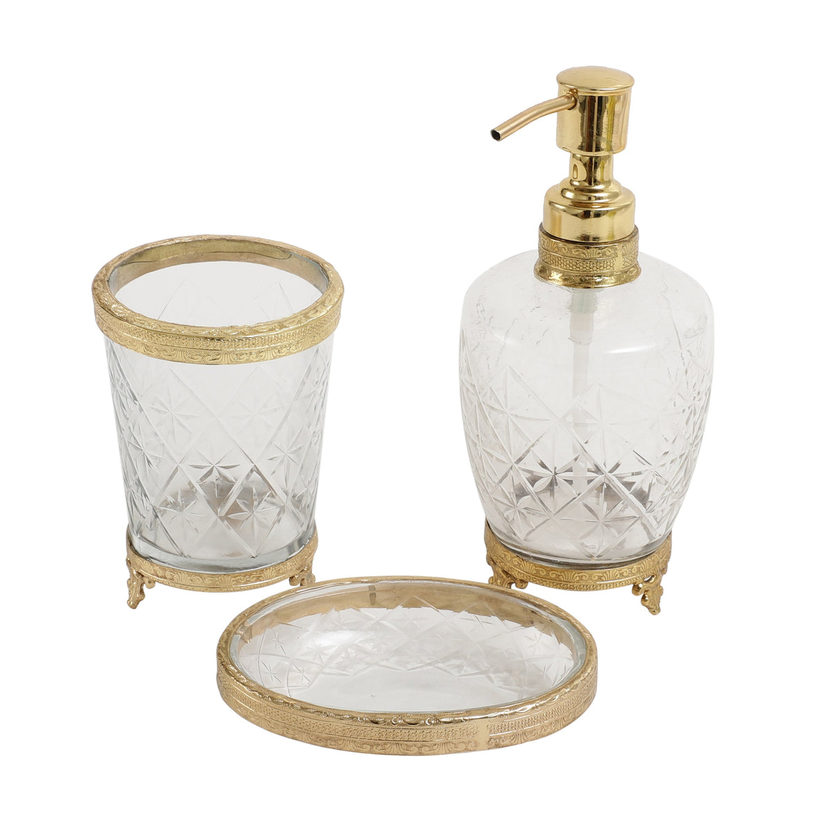 Starlight crystal Cut bathroom set in silver M.M.I. OVERSEAS