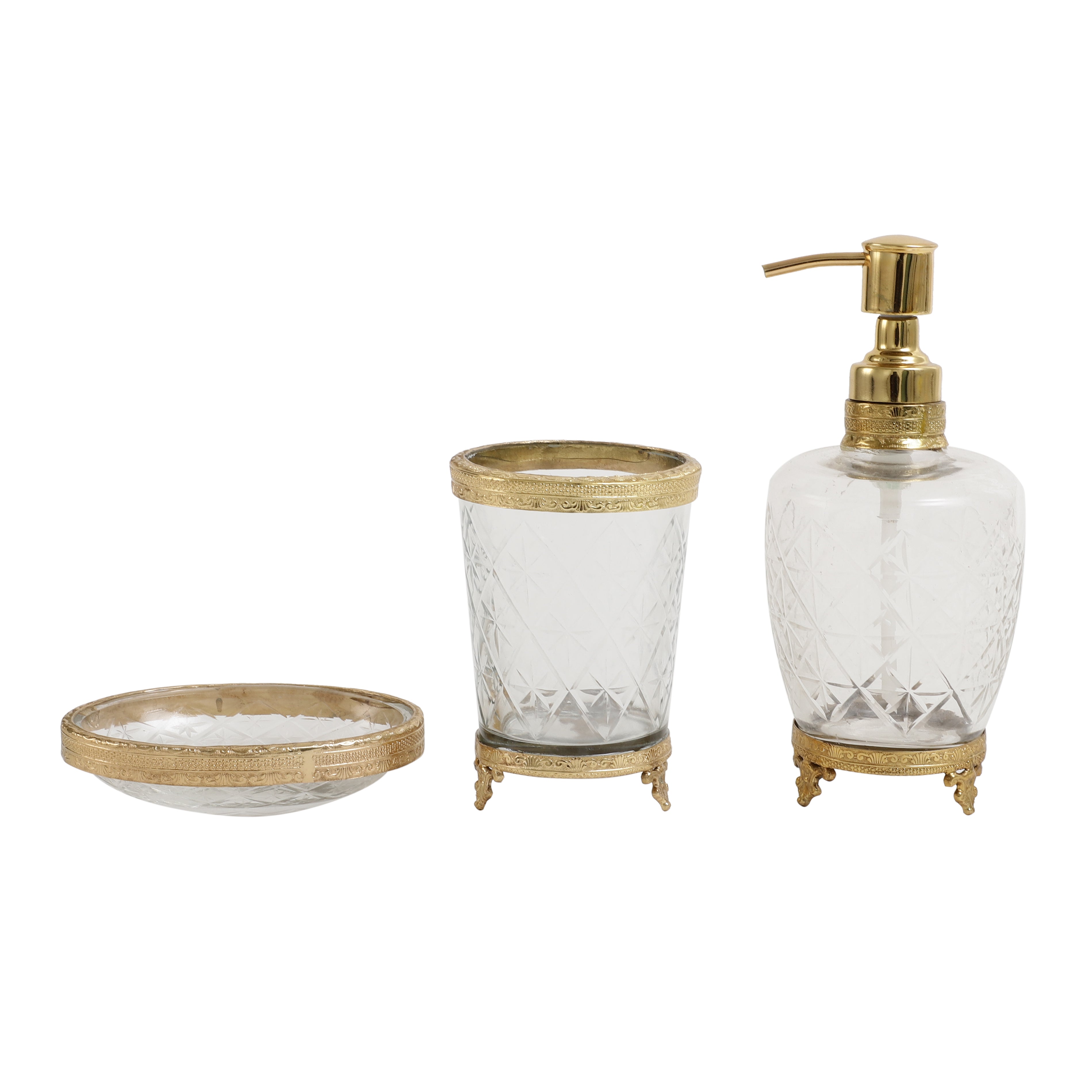 Starlight crystal Cut bathroom set in silver