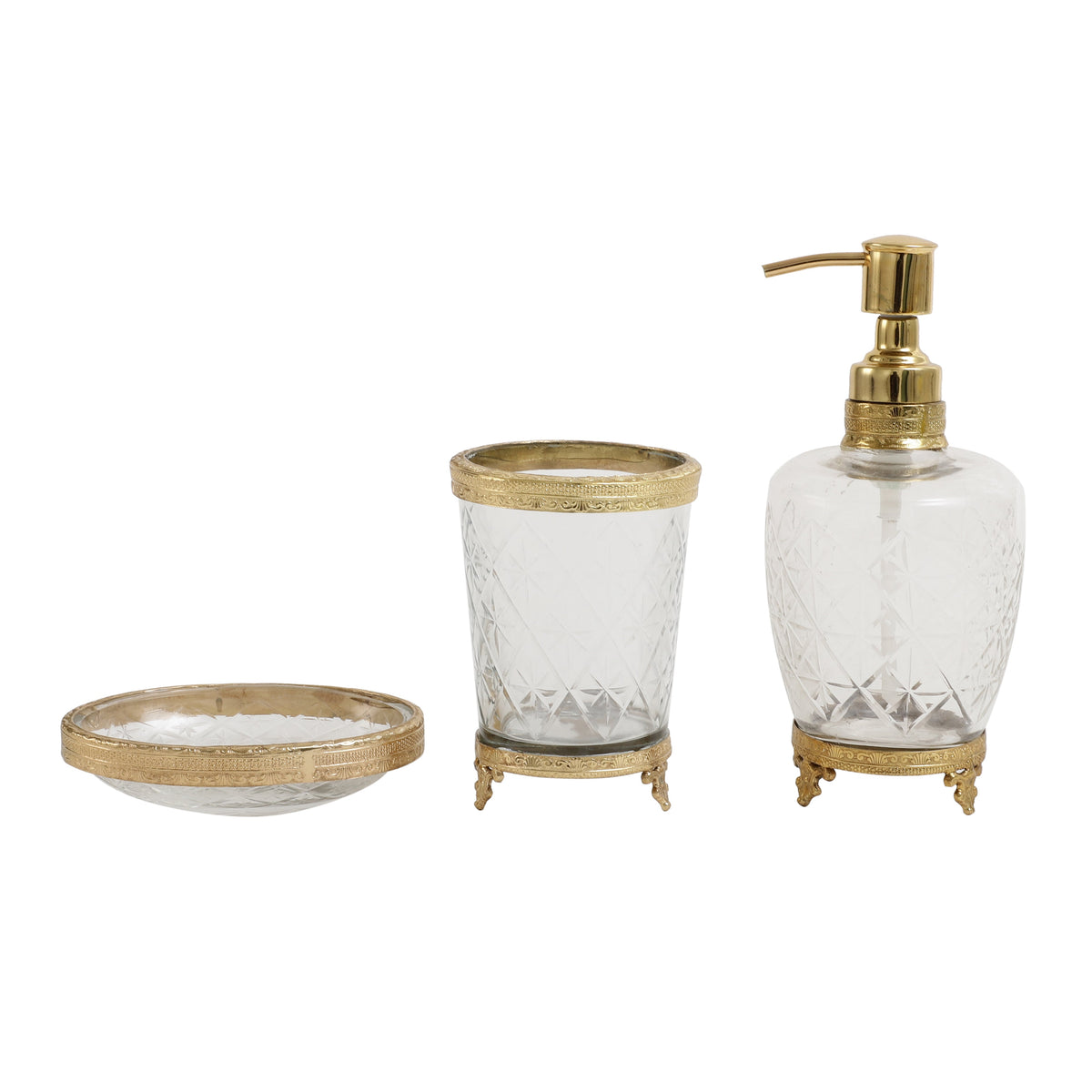 Starlight crystal Cut bathroom set in silver M.M.I. OVERSEAS
