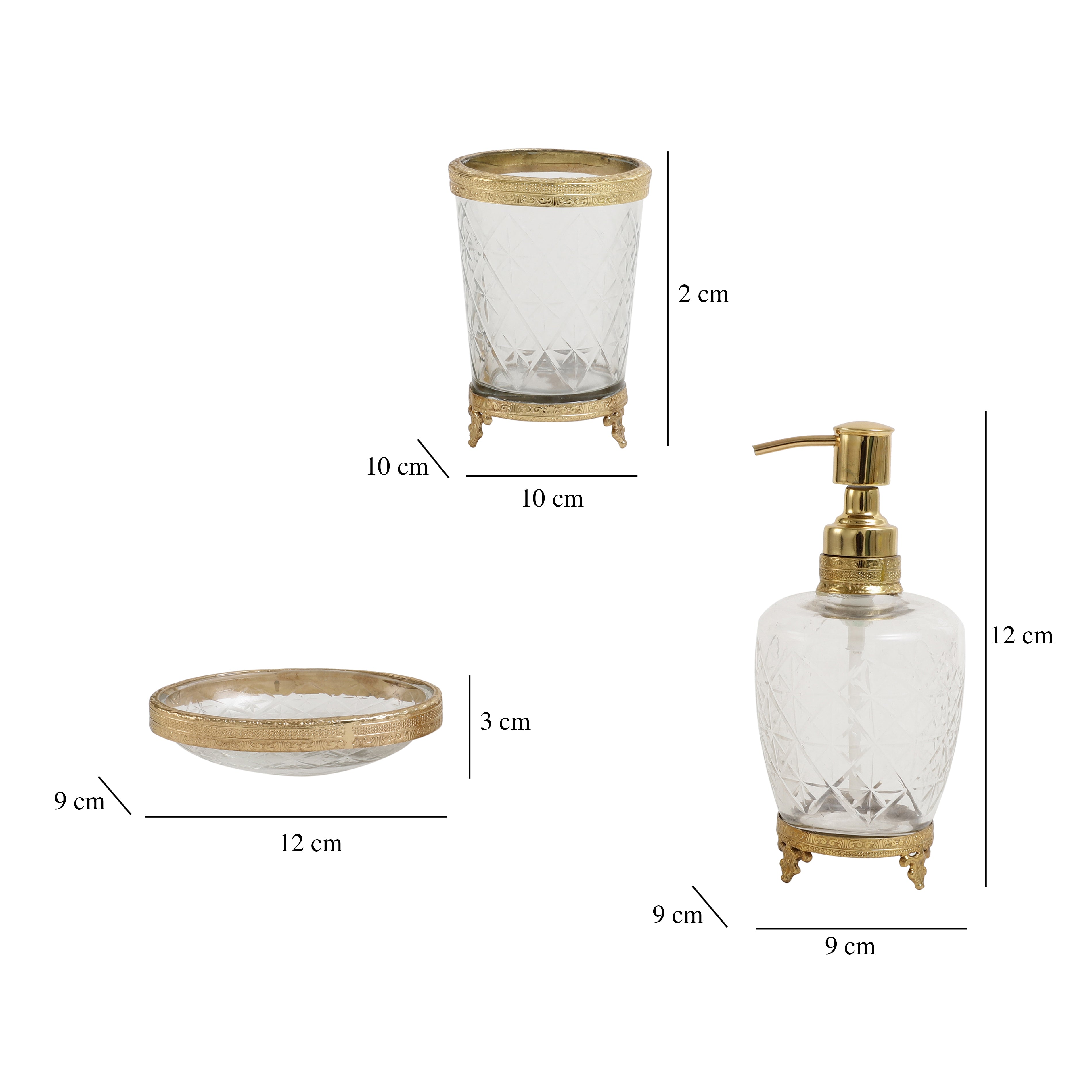 Starlight crystal Cut bathroom set in silver