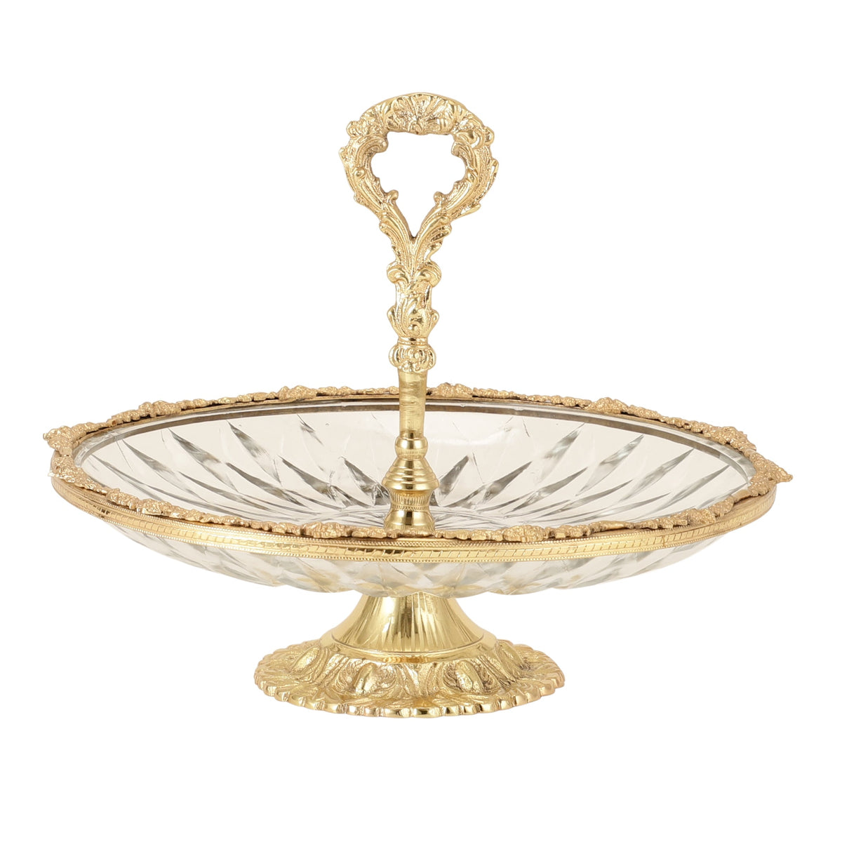 Spearhead Crystal Cake Stand in Gold M.M.I. OVERSEAS