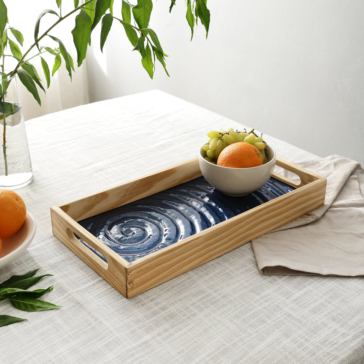 Duran Blue Spiral Glass Tray M.M.I. OVERSEAS