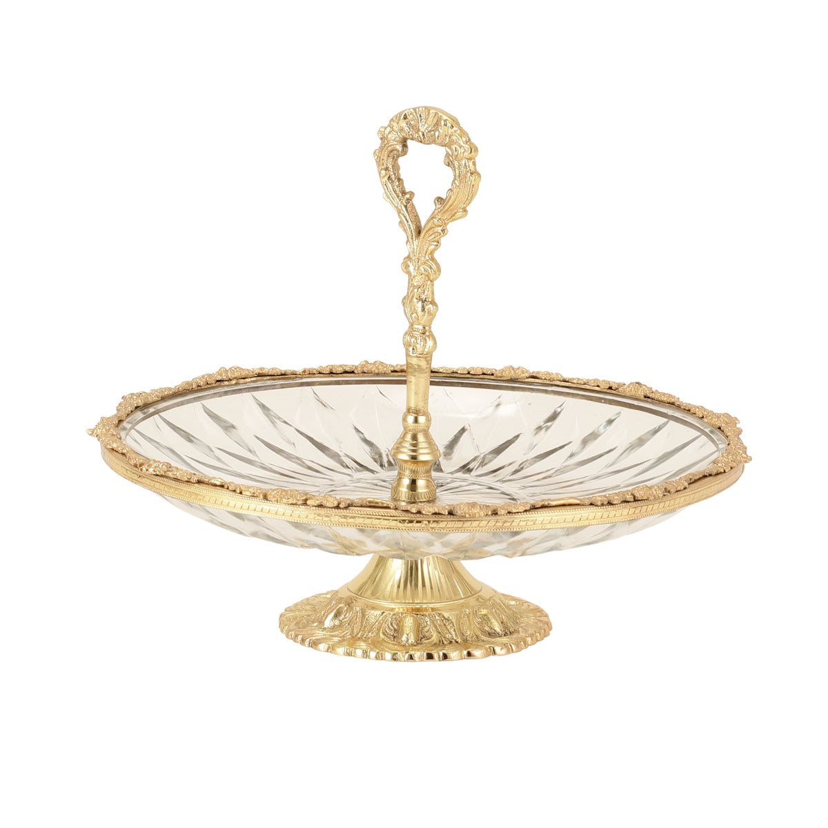 Spearhead Crystal Cake Stand in Gold M.M.I. OVERSEAS