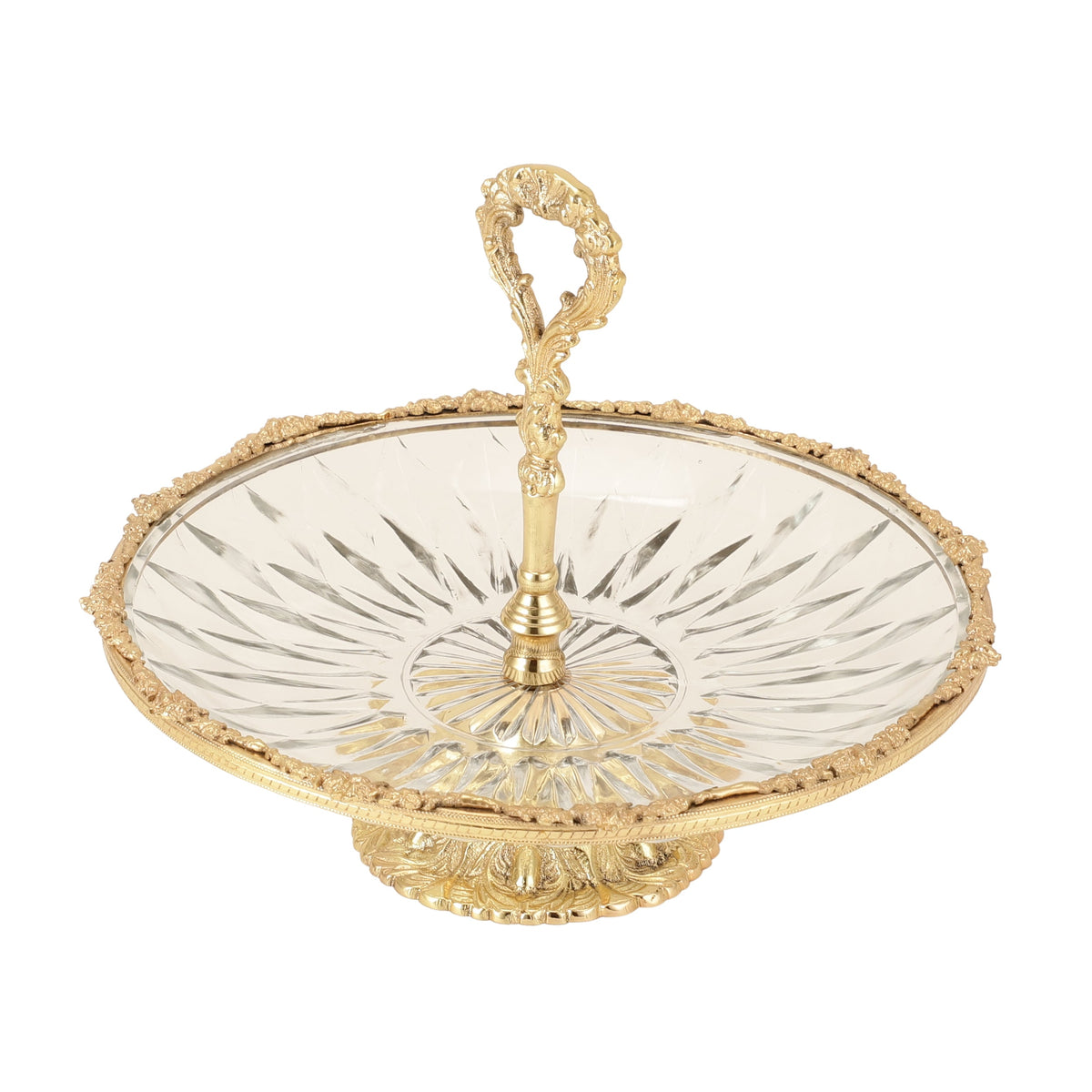 Spearhead Crystal Cake Stand in Gold M.M.I. OVERSEAS