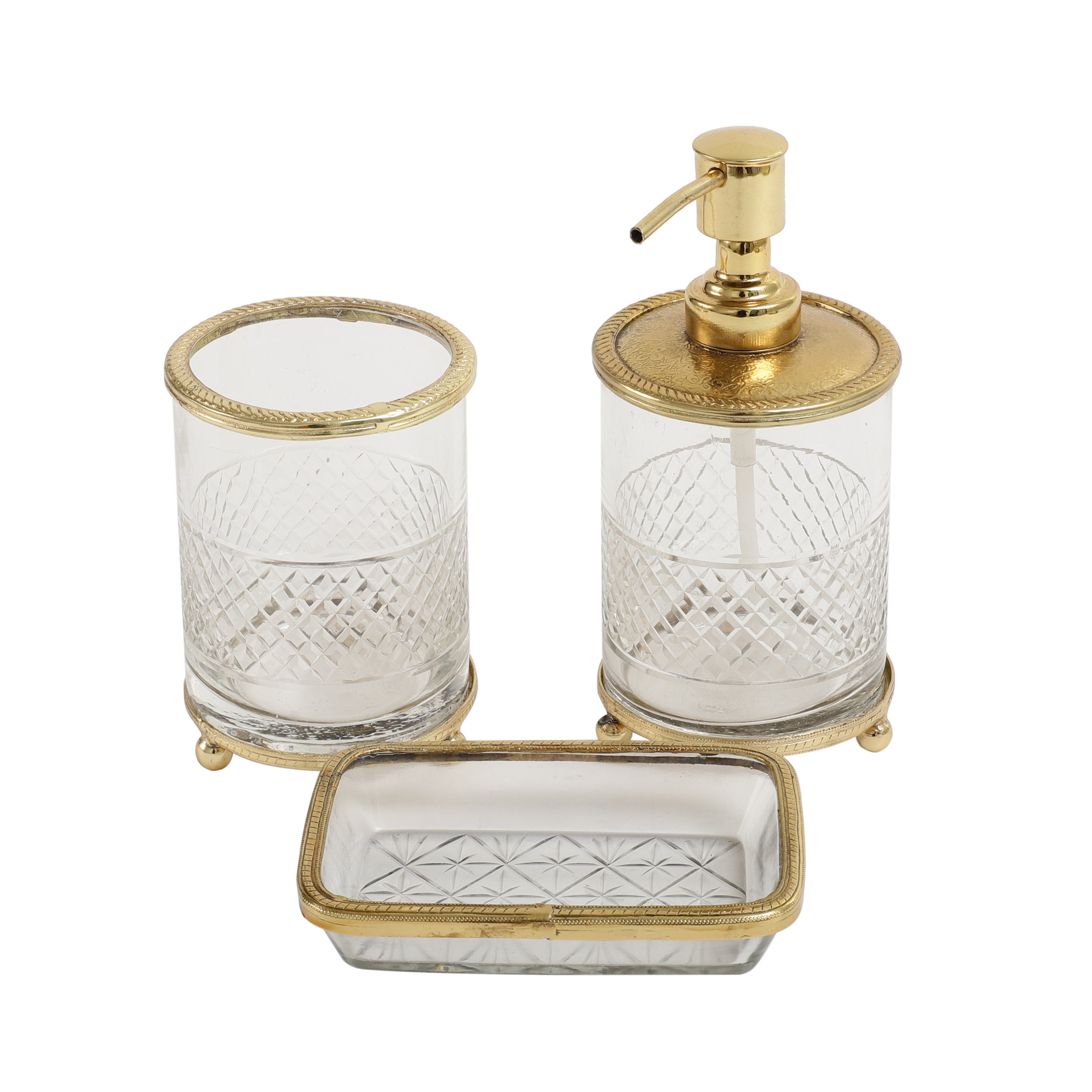 Blake Crystal Cut Bathroom set in Gold M.M.I. OVERSEAS