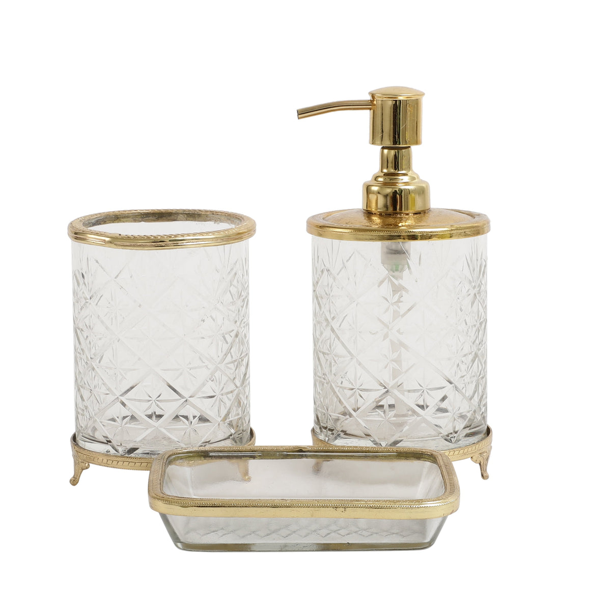 Blake Crystal Cut Bathroom set in Gold M.M.I. OVERSEAS