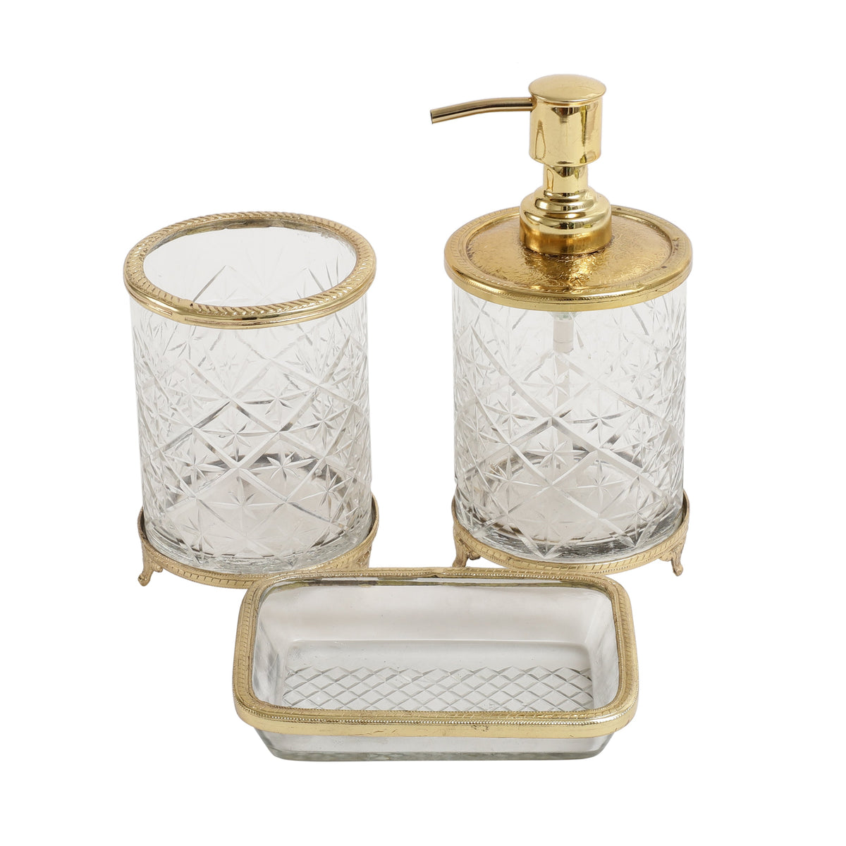Blake Crystal Cut Bathroom set in Gold M.M.I. OVERSEAS