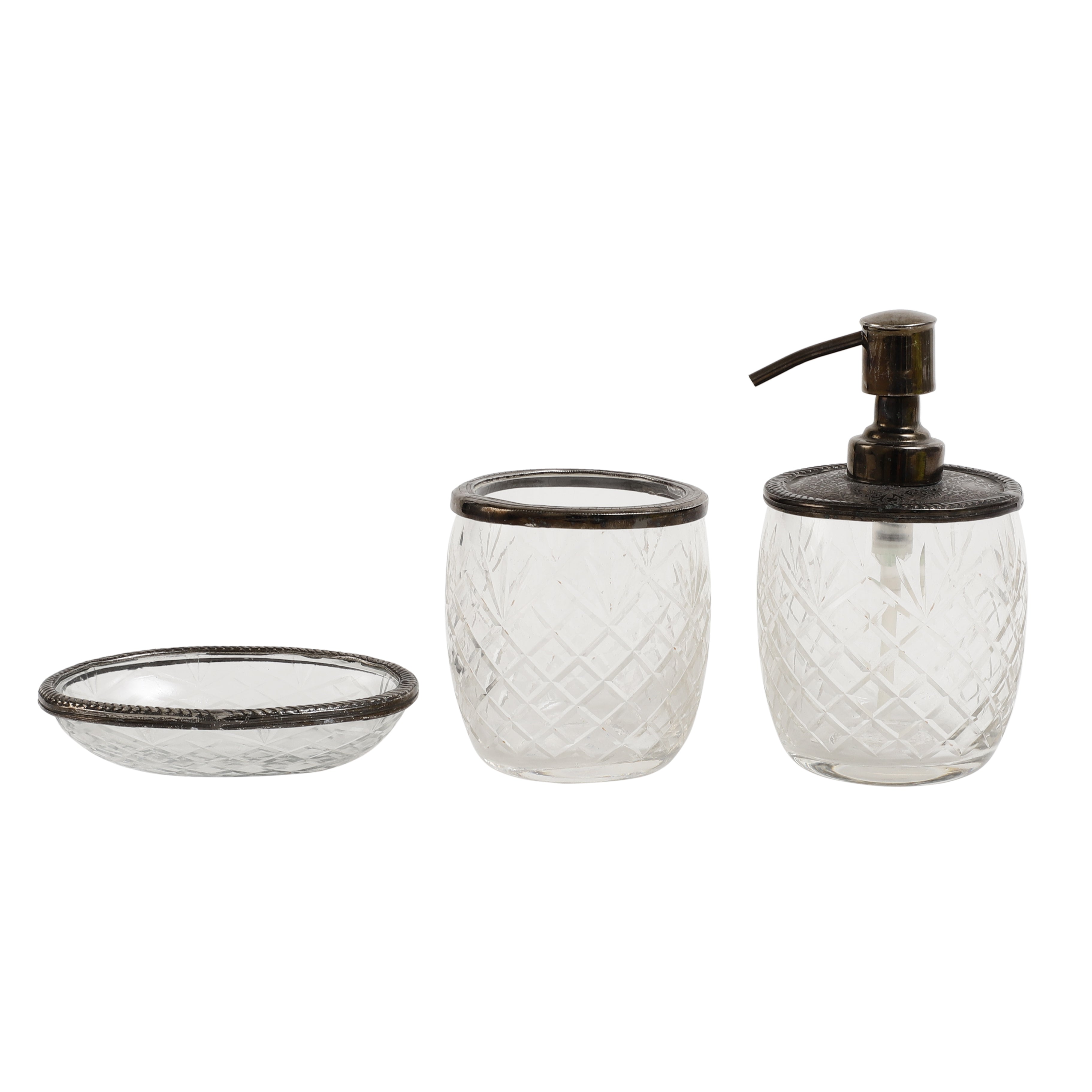 Astrid Crystal Cut Bathroom set in black M.M.I. OVERSEAS